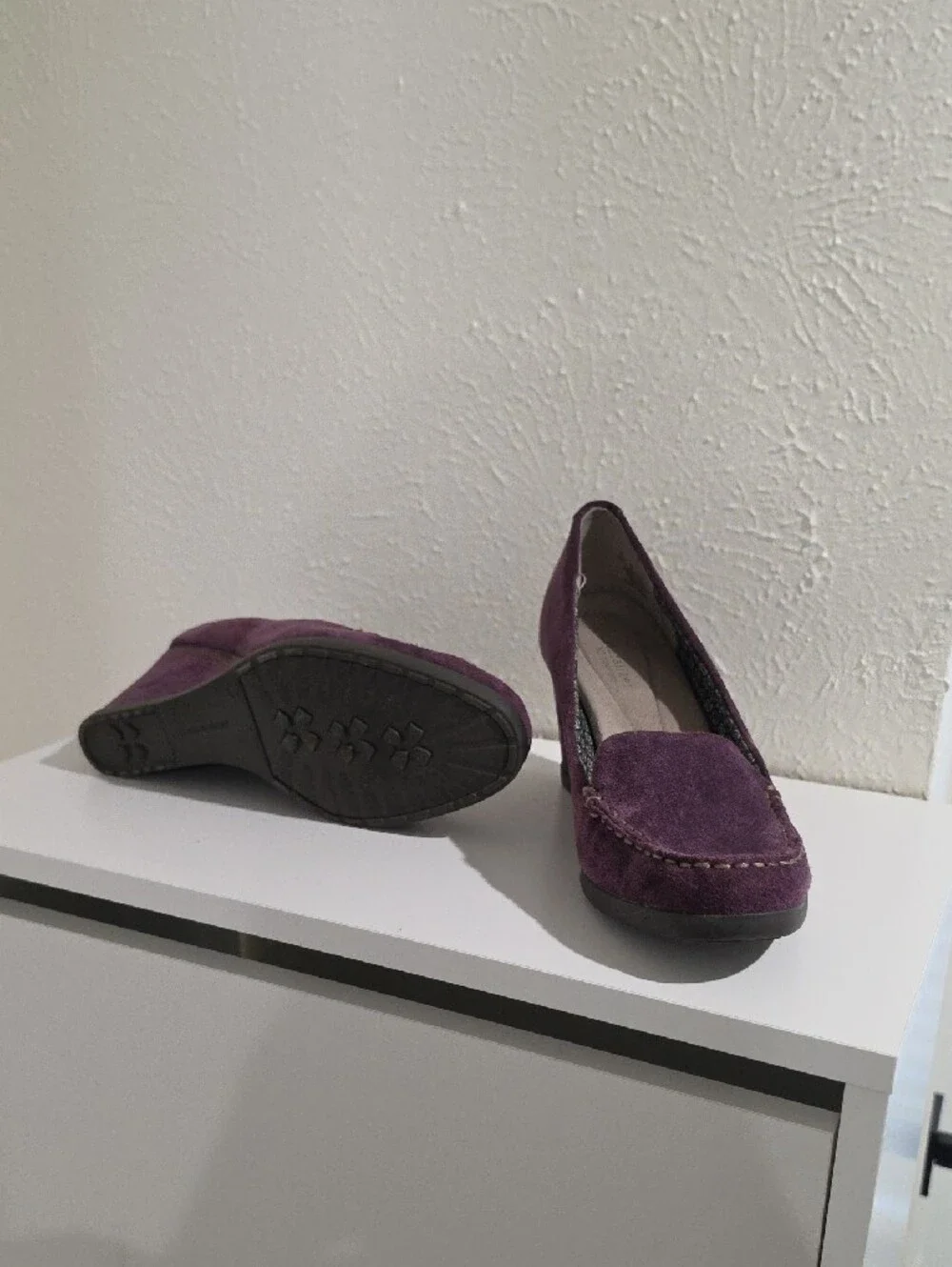 Naturalizer Purple Suede Wedge Loafers